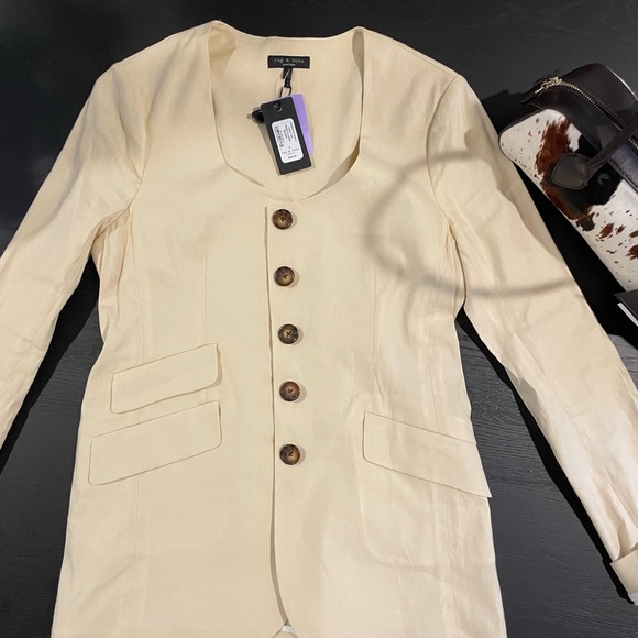 Rag & Bone Roslyn Linen Blazer Tan Square Neck Tailored Jacket NWT - Picture 7 of 10